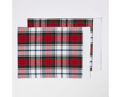 Homescapes Macduff placemat rood geruit in een set van 2 - 30 x 45 cm, 100% katoen
