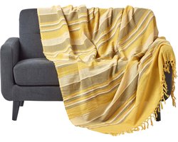 Homescapes Marokko sprei, gele strepen, 225 x 255 cm