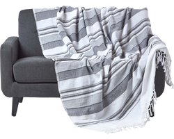 Homescapes Marokko sprei, grijze strepen, 150 x 200 cm