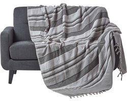 Homescapes Marokko sprei, grijze strepen, 225 x 255 cm