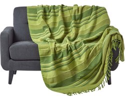 Homescapes Marokko sprei groene strepen, 150 x 200 cm