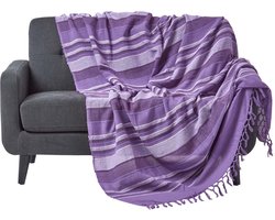 Homescapes Marokko sprei, paarse strepen, 255 x 360 cm