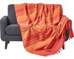 Homescapes Marokko sprei, terracotta strepen, 225 x 255 cm