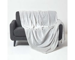 Homescapes Mora fluwelen jacquarddeken - grijze sprei, 130 x 160 cm