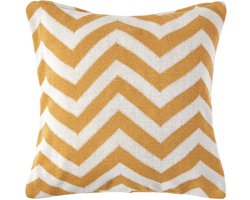 Homescapes Mosterd en Crème Chevron Kussenhoes 45 x 45 cm