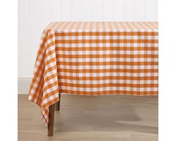 Homescapes Oranje geruit tafelkleed van 100% katoen, 138 x 228 cm