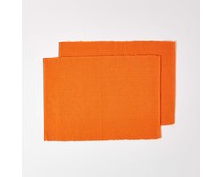 Homescapes oranje placematset van 2 – 100% katoen, 33x50 cm