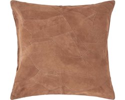 Homescapes Patchwork leren kussen bruin, 45x45 cm