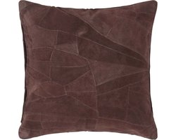 Homescapes patchwork leren kussen donkerbruin, 45x45 cm