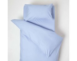 Homescapes Peuter Dekbedovertrek 120x150 cm met Kussensloop 40x60 – Uni Blauw – Egyptisch Katoen – OEKO-TEX®