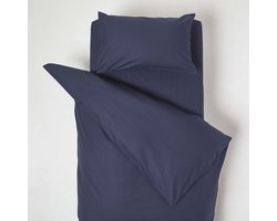 Homescapes Peuter Dekbedovertrek 120x150 cm met Kussensloop 40x60 – Uni Marineblauw – Egyptisch Katoen – OEKO-TEX®