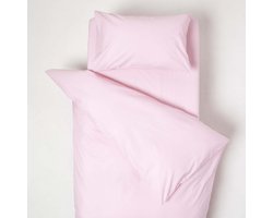 Homescapes Peuter Dekbedovertrek 120x150 cm met Kussensloop 40x60 – Uni Roze – Egyptisch Katoen – OEKO-TEX®