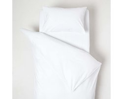 Homescapes Peuter Dekbedovertrek 120x150 cm met Kussensloop 40x60 – Uni Wit – Egyptisch Katoen – OEKO-TEX®