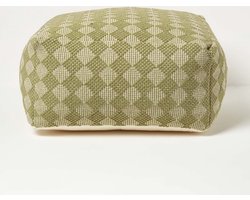 Homescapes Poef Lima met ruitpatroon 55 x 30 cm - zitzakkruk groen