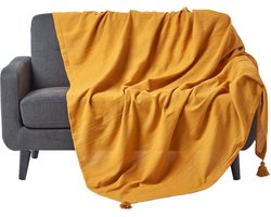 Homescapes Rajput sprei, 100% katoen, mosterdgeel, 150 x 200 cm