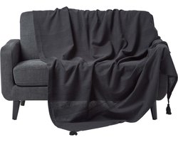 Homescapes Rajput sprei, 100% katoen, zwart, 225 x 255 cm