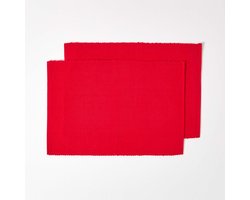 Homescapes rode placematset van 2 – 100% katoen, 33x50 cm