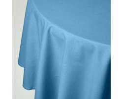 Homescapes Rond Tafelkleed Blauw - 178 cm, 100% Katoen