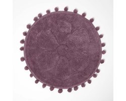 Homescapes ronde badmat bloem, 60 cm - badmat bes met pompons