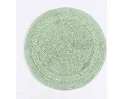 Homescapes ronde badmat saliegroen 80 cm gemaakt van 100% katoen