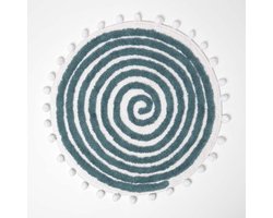 Homescapes ronde badmat spiraal, 60 cm - badmat petrol met pompons, getuft