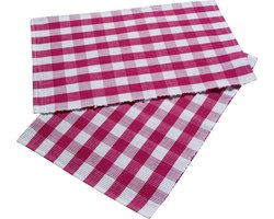Homescapes roze geruite placemat van 100% katoen in een verpakking van 2