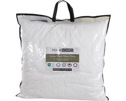 Homescapes - Schapenwol hoofdkussen 65x65 cm - medium-zacht kussen met wolvulling & gevoerde hoes