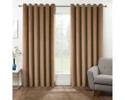 Homescapes set van 2 fluwelen gordijnen beige B 117 x L 137 cm - verduisterende gordijnen met thermische functie