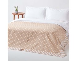 Homescapes - Sprei - Sterren en Strepen - 100% Katoen - Beige - 150x200 cm