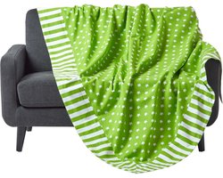 Homescapes - Sprei - Sterren en Strepen - 100% Katoen - Groen - 150x200 cm