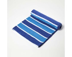 Homescapes strandlaken blauw en witte strepen 90 x 180 cm - 100% gerecycled garen