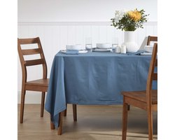 Homescapes tafelkleed blauw - 137 x 178 cm, 100% katoen