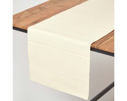 Homescapes tafelloper gemaakt van 100% katoen, crème