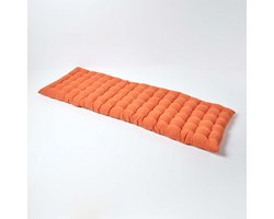 Homescapes Tuinbank Kussen – Oranje – 3 Zitter Zitkussen – 143x42 cm – 100% Katoen – Wasbaar – Comfortabel & Stevig