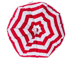 Homescapes vloerkussen achthoekig rode strepen 100% katoen met polyester vulling Ø 40 cm