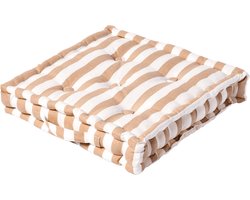 Homescapes zitkussen brede strepen beige 50 x 50 x 10 cm