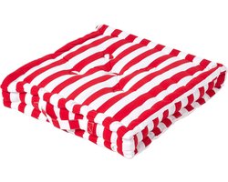 Homescapes zitkussen brede strepen rood 40 x 40 x 10 cm