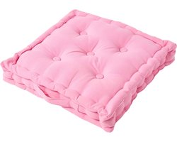 Homescapes zitkussen effen roze 40 x 40 cm