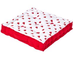 Homescapes zitkussen rode harten 40 x 40 x 10 cm & polyester