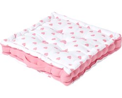 Homescapes zitkussen roze harten 40 x 40 x 10 cm