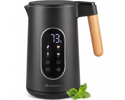 HomeShift® Waterkoker met Temperatuurregeling - Warmhoudfunctie - Dubbelwandig - Elektrisch - 1,7 Liter - 2200W - Zwart / Hout