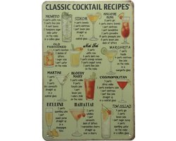 Homeson Wandbord - Wandbord Cocktails - Cadeau - Wanddecoratie Metaal - Wandbord Metaal - Leuk als Cadeau