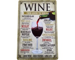 Homeson Wandbord - Wandbord Wijn - Cadeau - Wanddecoratie - Emaille Wandbord - Wandbord Teksten - Makkelijk op te hangen - 20x30cm - Inclusief Ophanggaatjes
