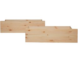 Homestyle4u Bedkast - 2-delige set - met wieltjes - Bedlade - Natuur
