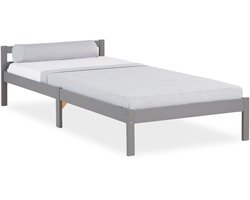 Homestyle4u Eenpersoonsbed - 90x200 cm - Houten bed - Grijs