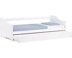 Homestyle4u Eenpersoonsbed - 90x200 cm - Houten bed - Uitschuifbed