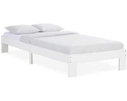 Homestyle4u Eenpersoonsbed - 90x200 cm - Houten bed - Wit