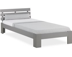 Homestyle4u Eenpersoonsbed - 90x200 cm - Kinderbed - Houten bed - Grijs
