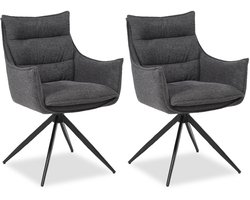 Homestyle4u Eetkamerstoel - 2 Stoelen - Draaibaar - Antraciet