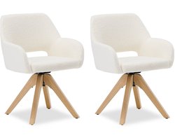 Homestyle4u Eetkamerstoel - 2 Stoelen - Draaibare - met armleuningen - Wit